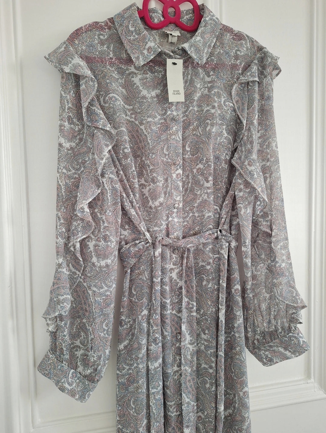 River Island Sheer Paisley Maxi Dress UK 16 - Front
