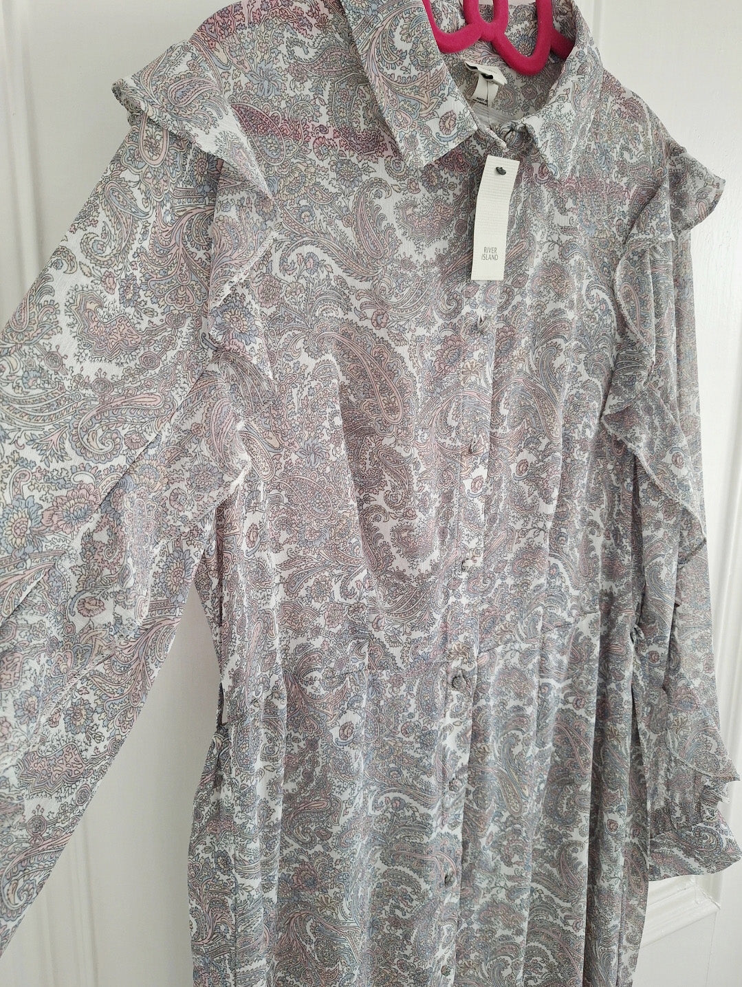 River Island Sheer Paisley Maxi Dress UK 16 - Side