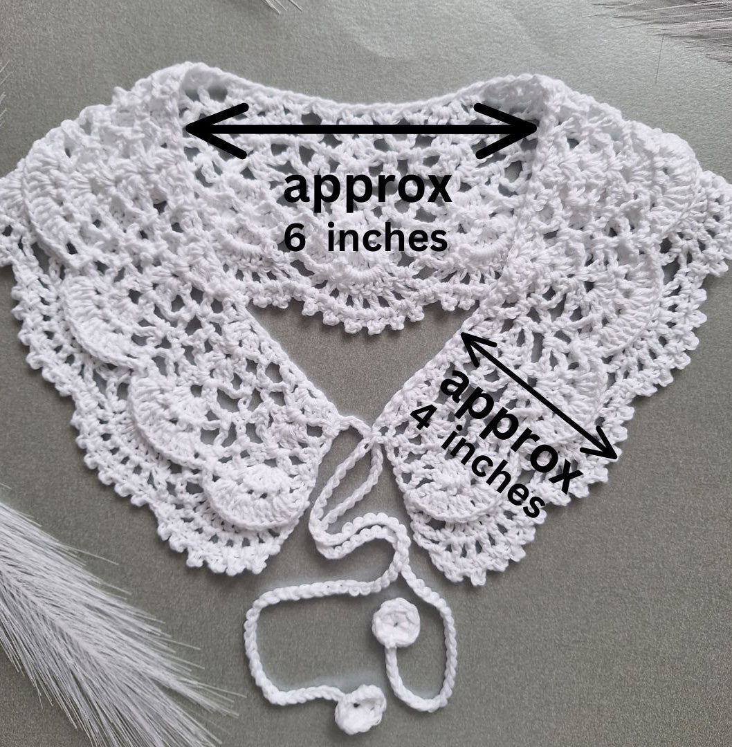 100% Cotton White Crochet Detachable Collar Handmade