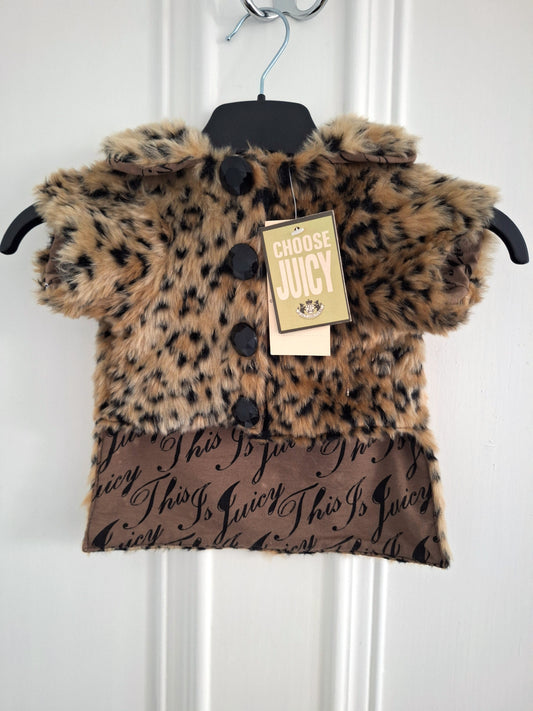 Juicy Couture Faux Fur Leopard Dog Coat *Rare* - Front