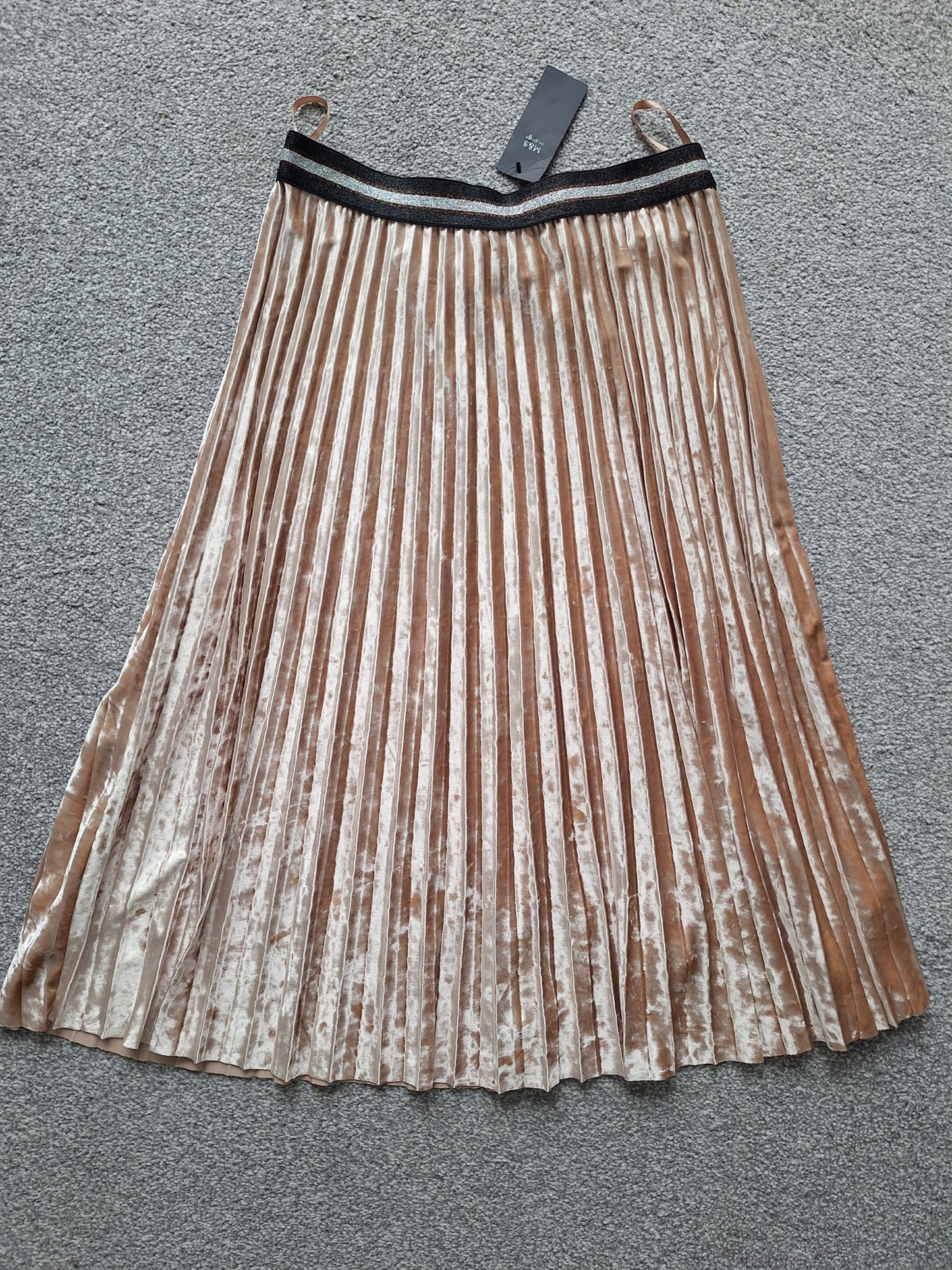 M&S Collection Soft Velvet Pleated Midi Skirt UK 12