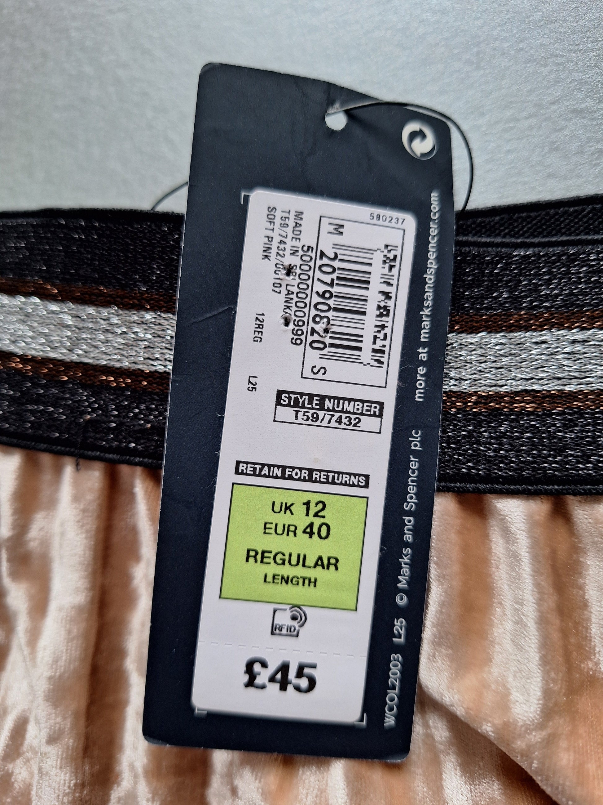 M&S Collection Soft Velvet Pleated Midi Skirt UK 12 - Tag