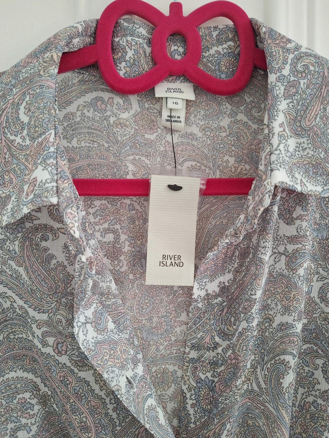 River Island Sheer Paisley Maxi Dress UK 16 - Collar